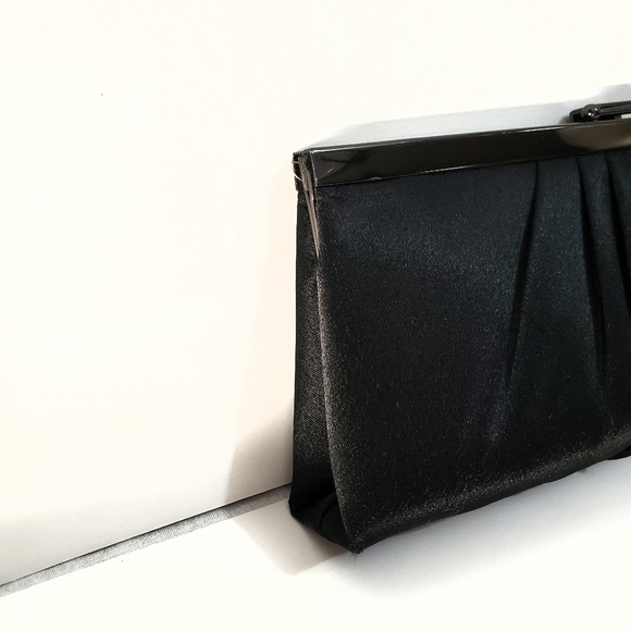 Jessica McClintock Black Satin Evening Clutch - Picture 3 of 6